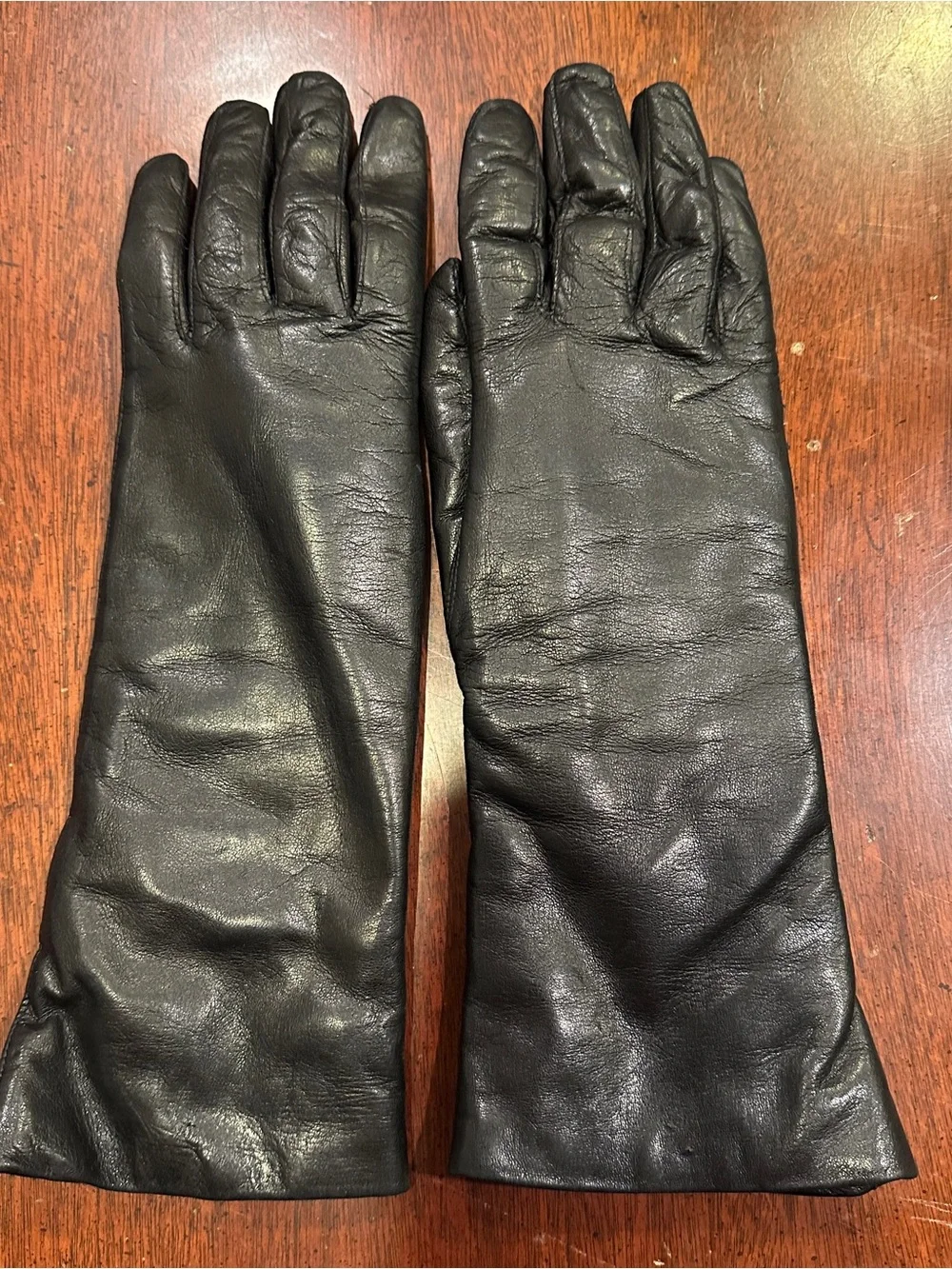 Beautiful black fur lined leather gloves